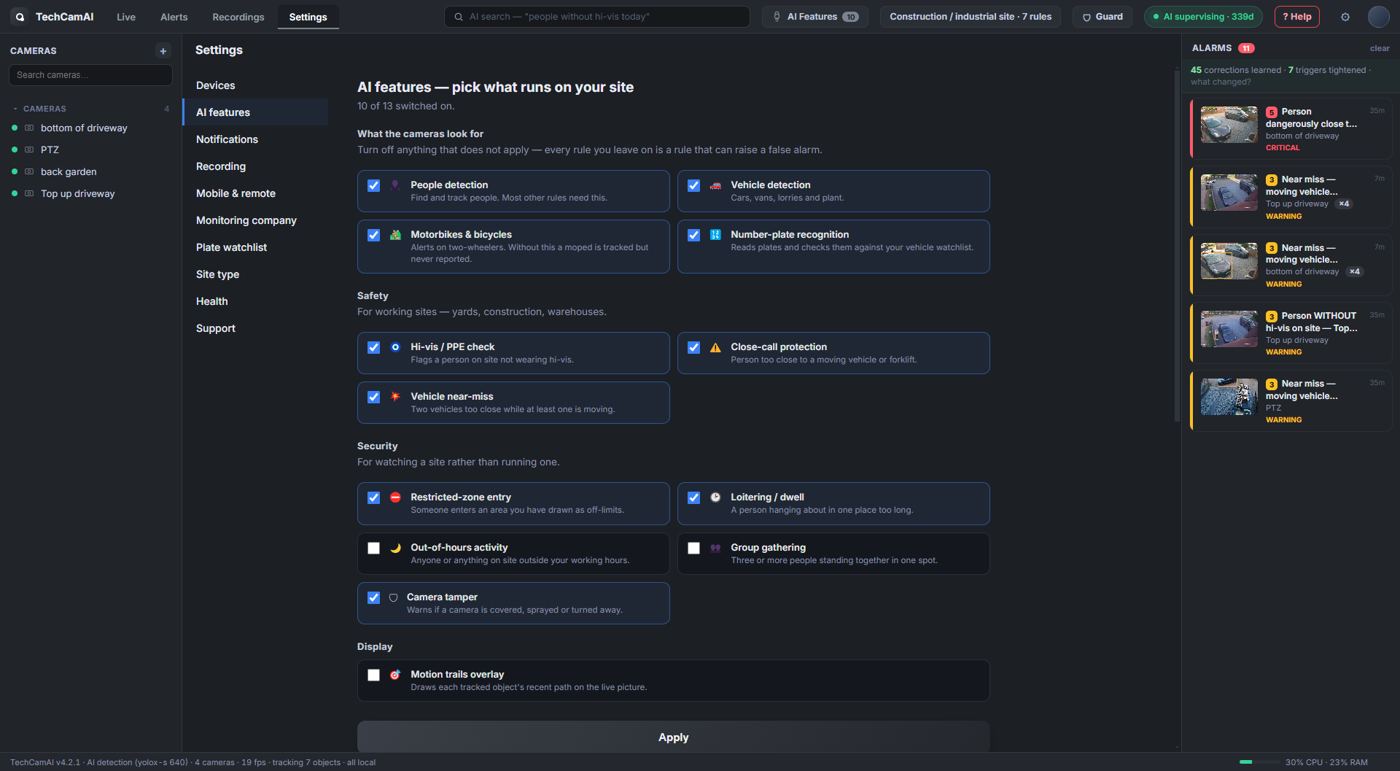 AI features settings with rule toggles