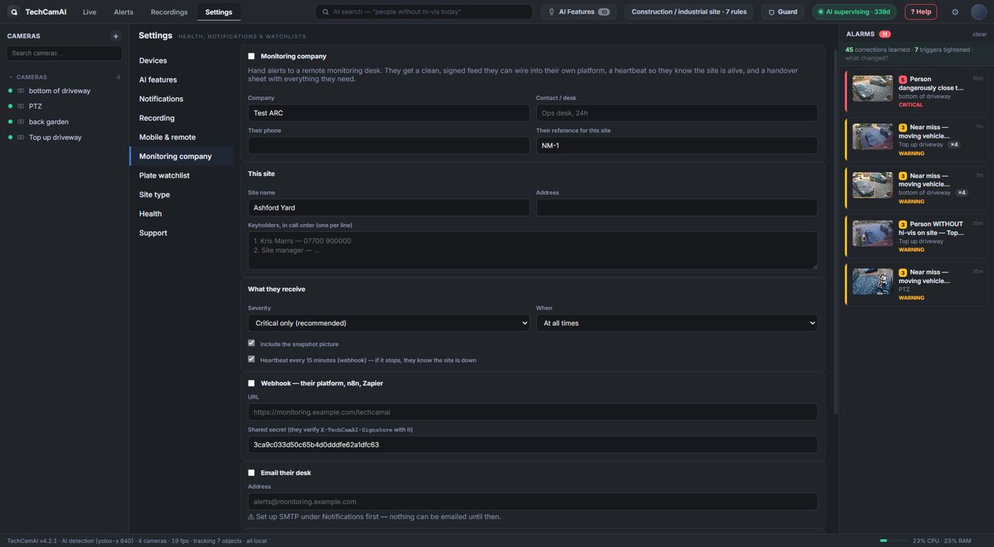 Monitoring company settings