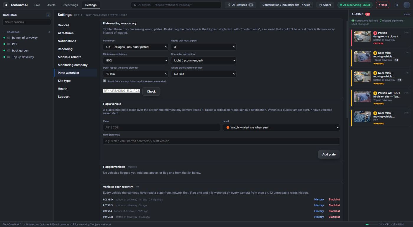 Plate watchlist settings