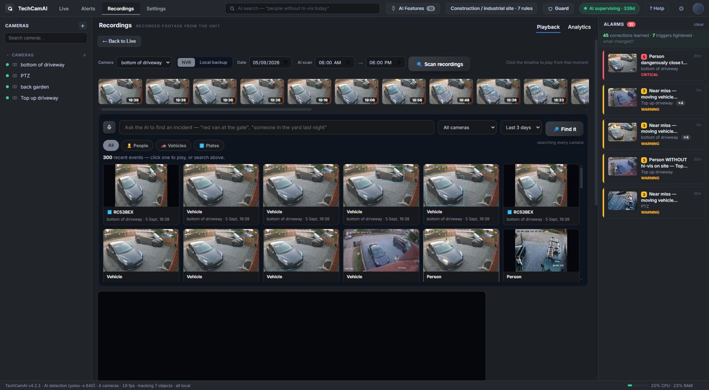 Recordings timeline with thumbnails